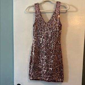 As U Wish Gold Sequin Mini Dress V-neck Bodycon